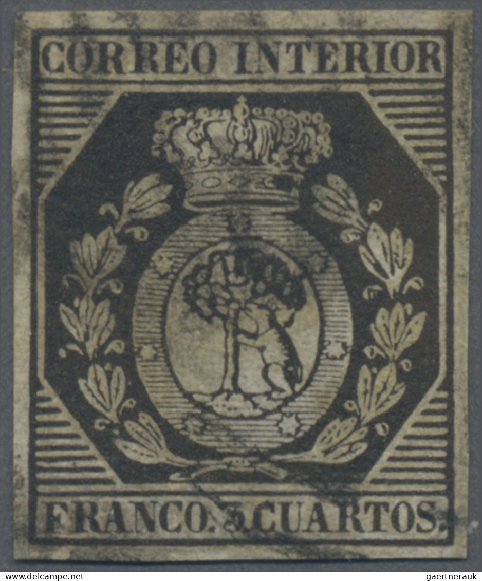 Spain: 1853 3cs. Bronze, Used, With Even Wide Margins All Round, Fresh And Fine. - Autres & Non Classés