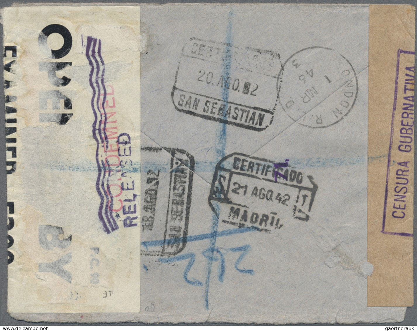 Spain: 1942 Censored Cover From Burgos To Dublin, Ireland Via San Sebastian & Ma - Covers & Documents