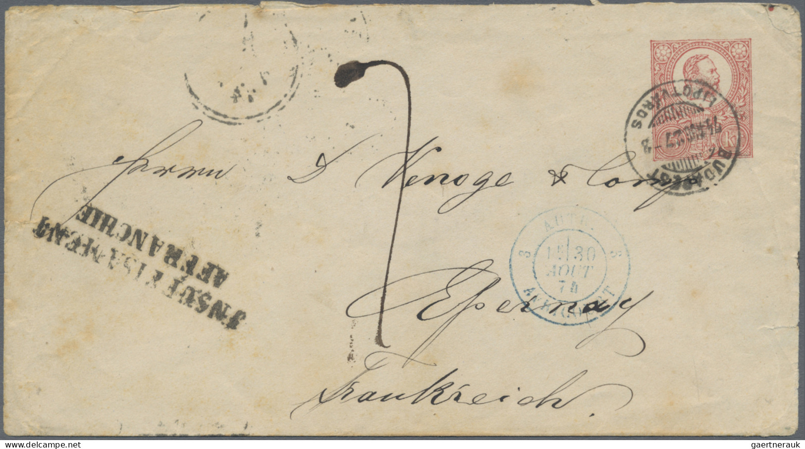 Hungary - Postal Stationary: 1874, 5 Kr Red Postal Stationery Envelope From "BUD - Entiers Postaux