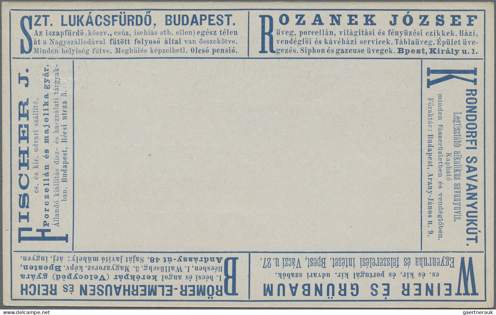 Hungary - Postal Stationary: 1892, 2 Kr blau Privat-Anzeigenpostkarte, komplette