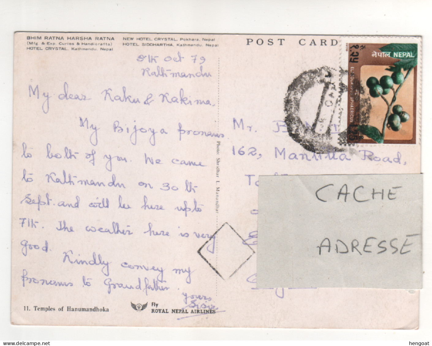 Timbre , Stamp " Fruit , Baie : Elaeocarpus Sphaericus " Sur Cp , Carte , Postcard Du 20/12/99 - Népal