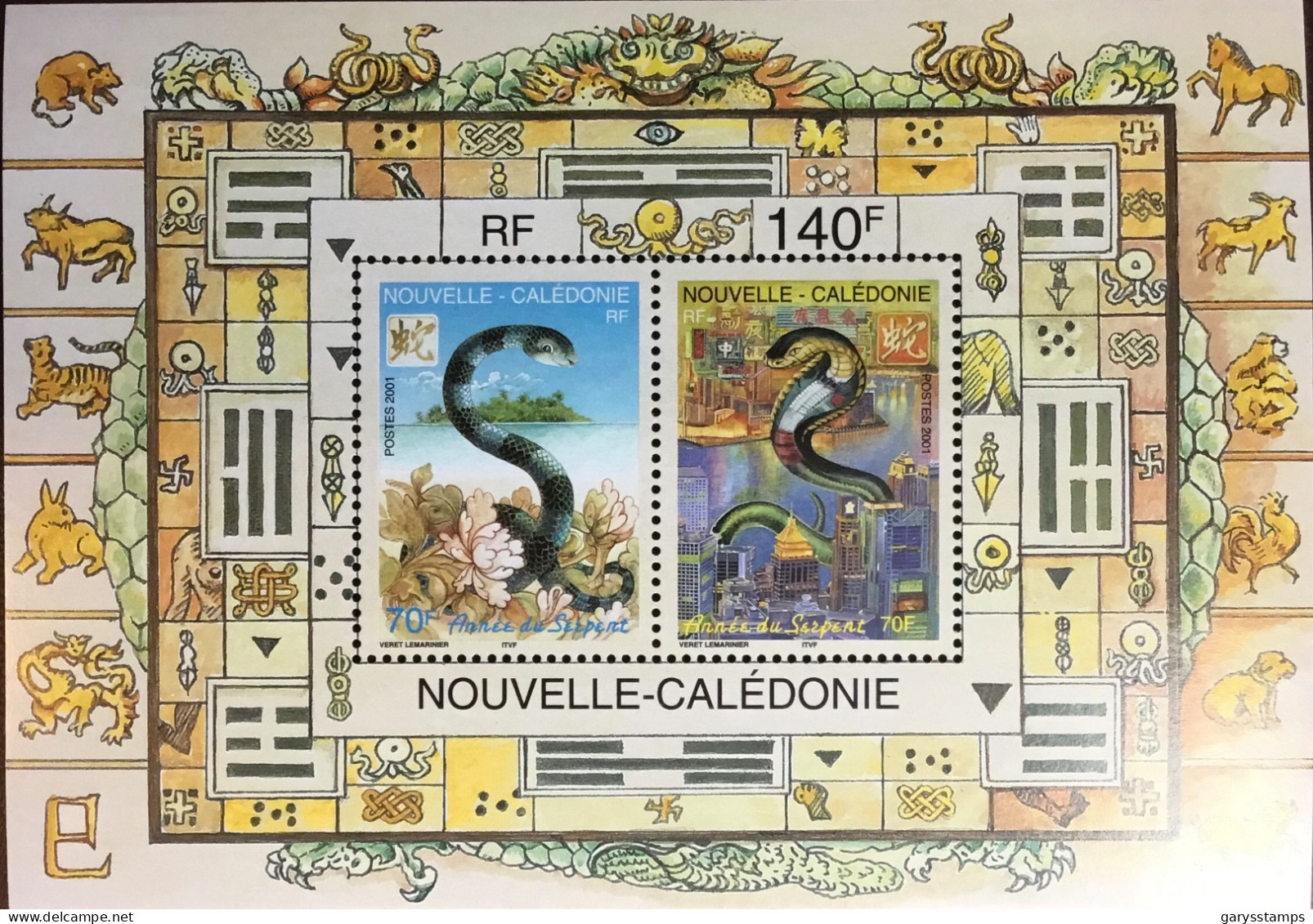 New Caledonia Caledonie 2001 Year Of The Snake Sheetlet MNH - Serpents