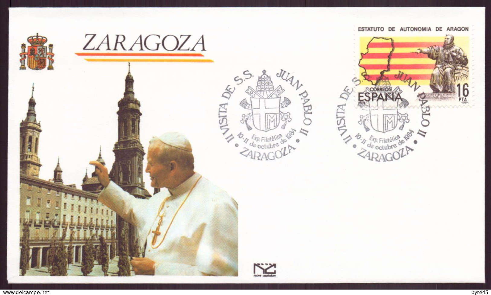 Espagne, Enveloppe Avec Cachet Commémoratif " Visite Du Pape Jean-Paul II à Zaragoza " - Other & Unclassified