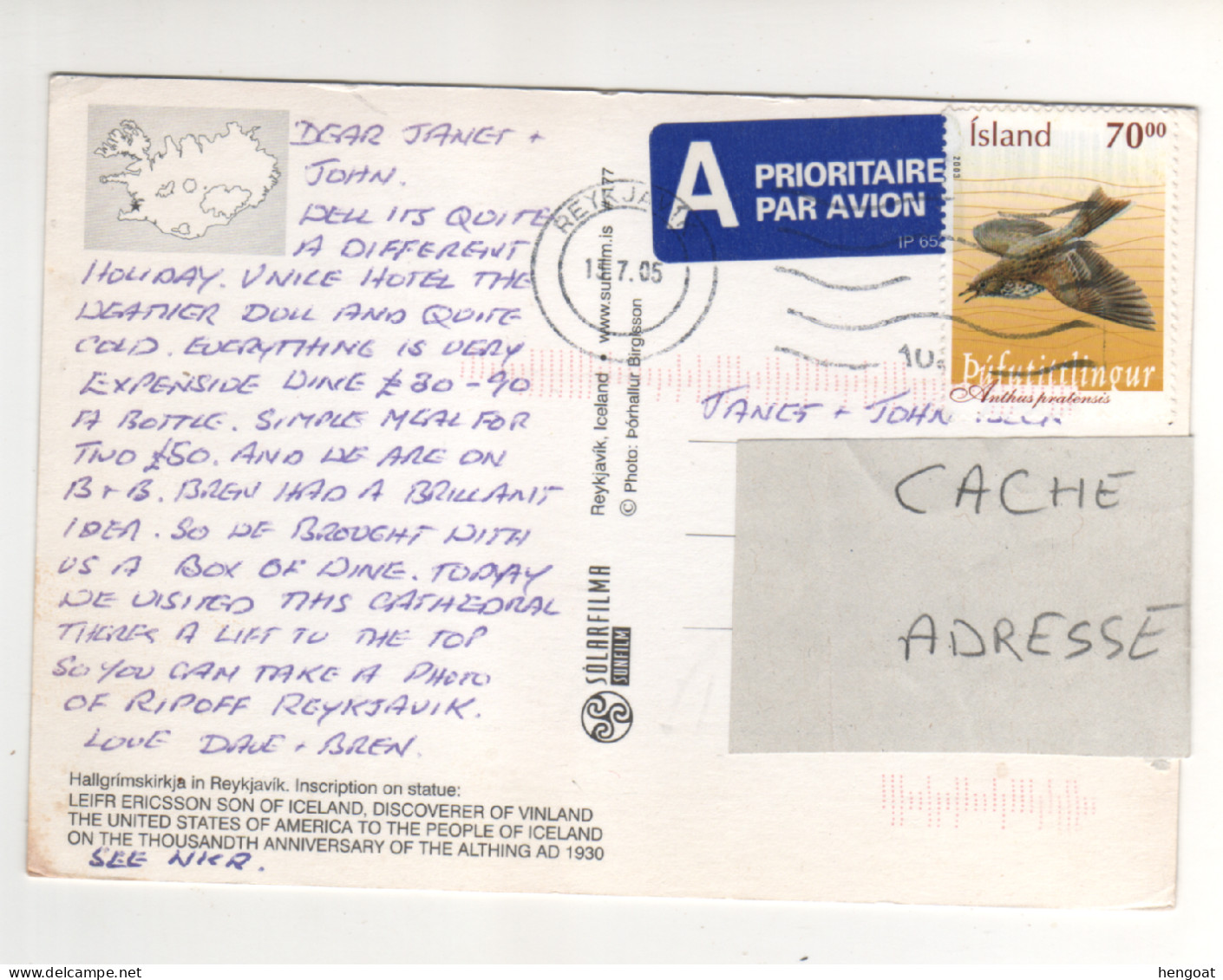 Timbre , Stamp Yvert N° 970" Oiseau " Sur Cp , Carte , Postcard Du 13/07/2005 - Cartas & Documentos