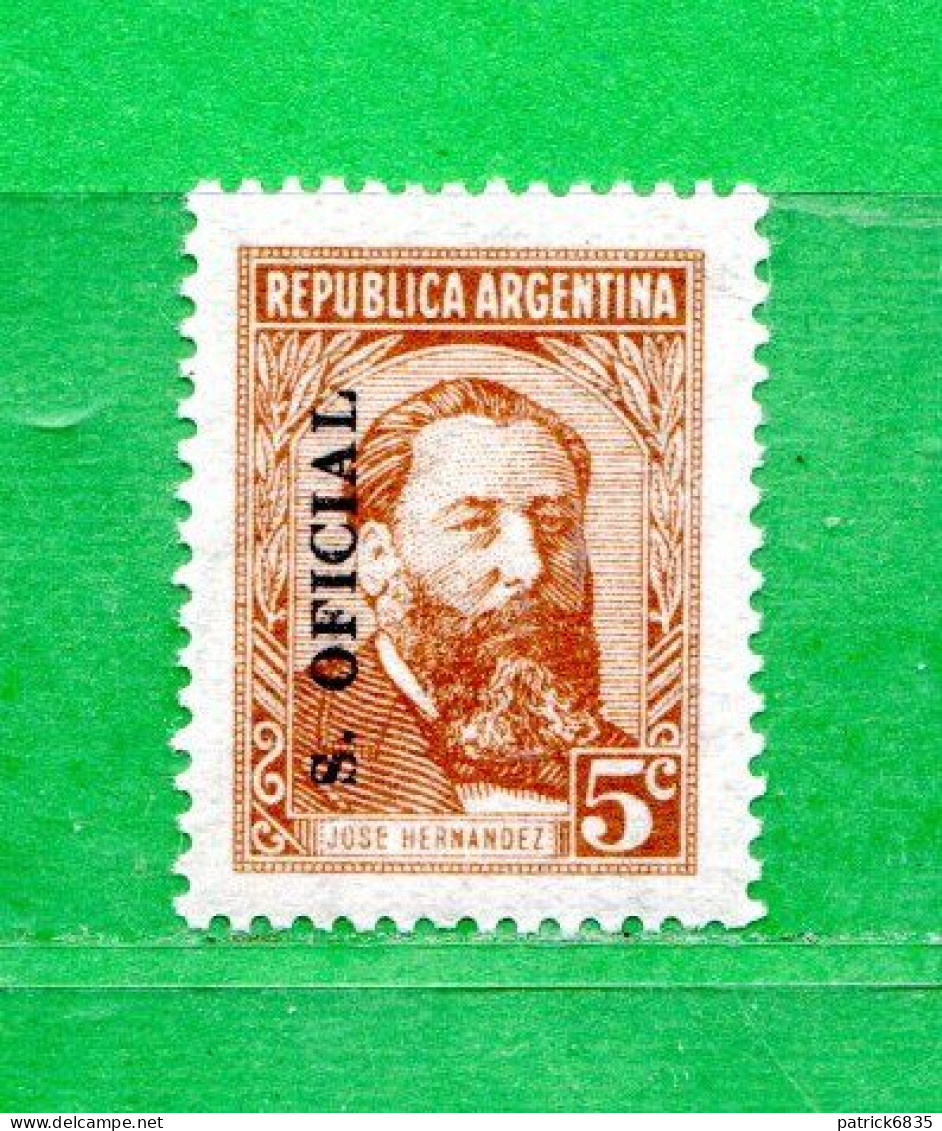 (Mn.1 ) Argentina - ** 1957- S.OFICIAL - José Hernandez.  Yvert  379.   MNH** - Servizio