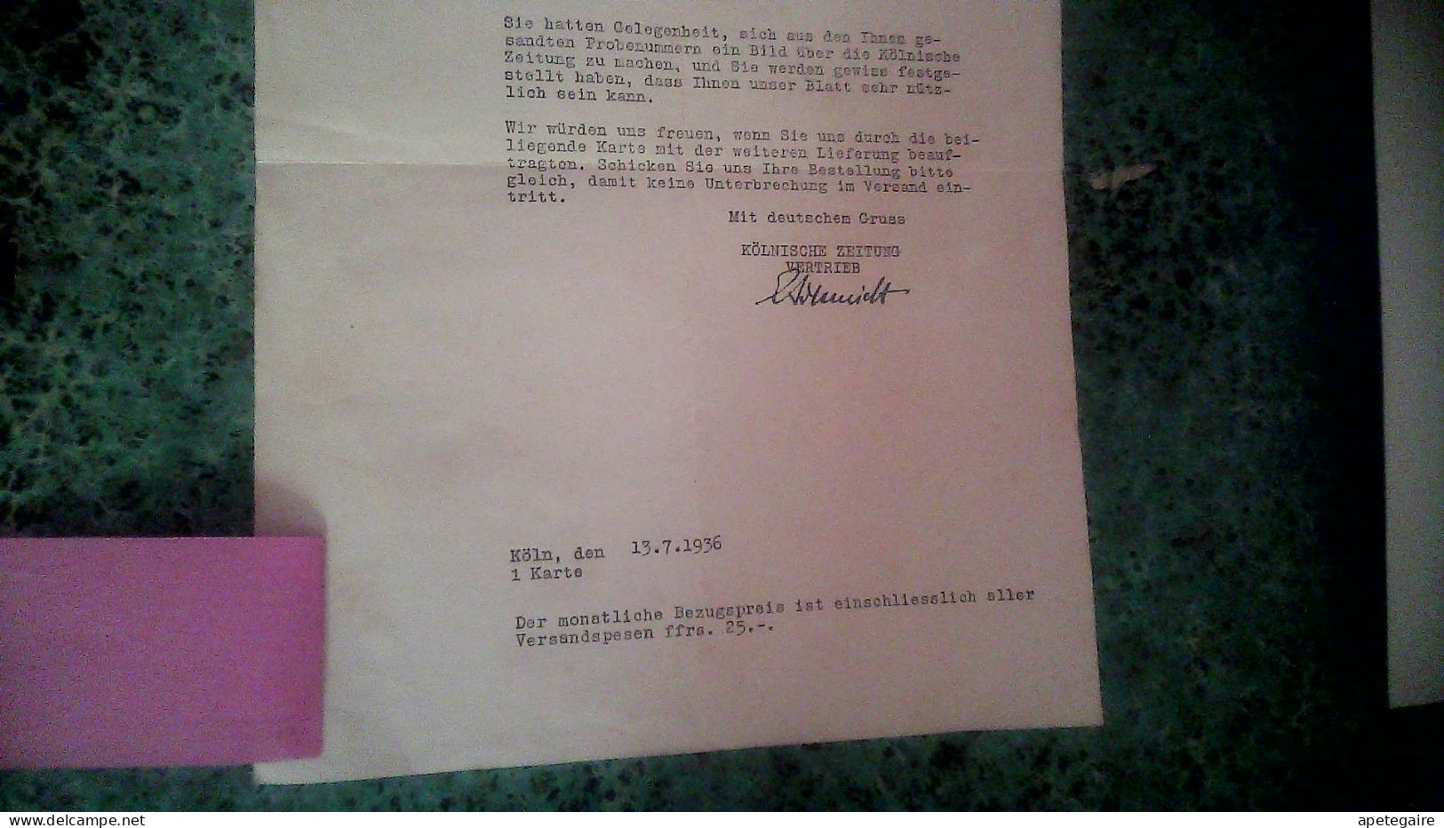 Allemagne  Lettre Document Commercial En Allemand Rölnifche Beitung   Annèe 1936 Ent Dumont à Köln ? À Voir - 1900 – 1949