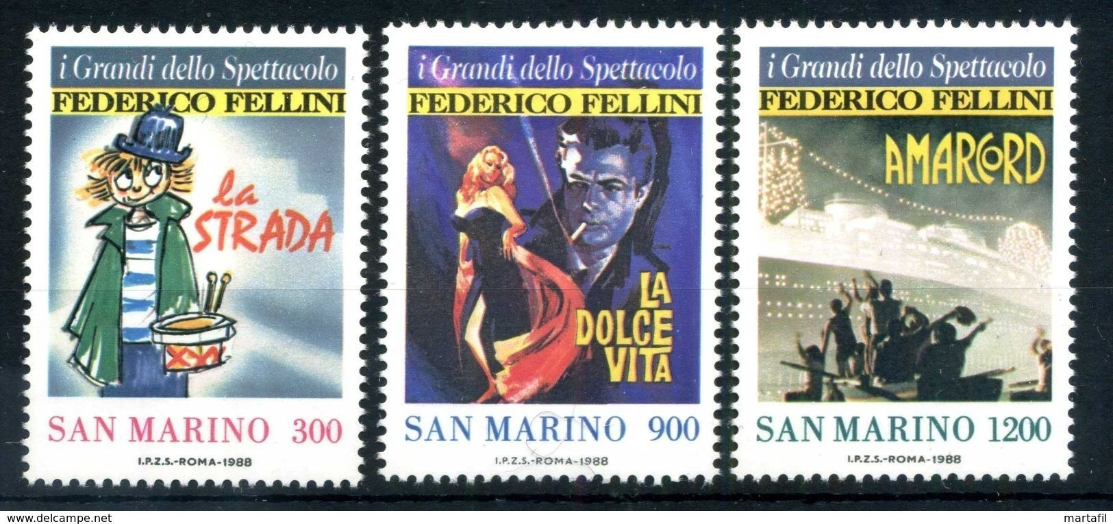 1988 SAN MARINO SET MNH ** Fellini - Unused Stamps