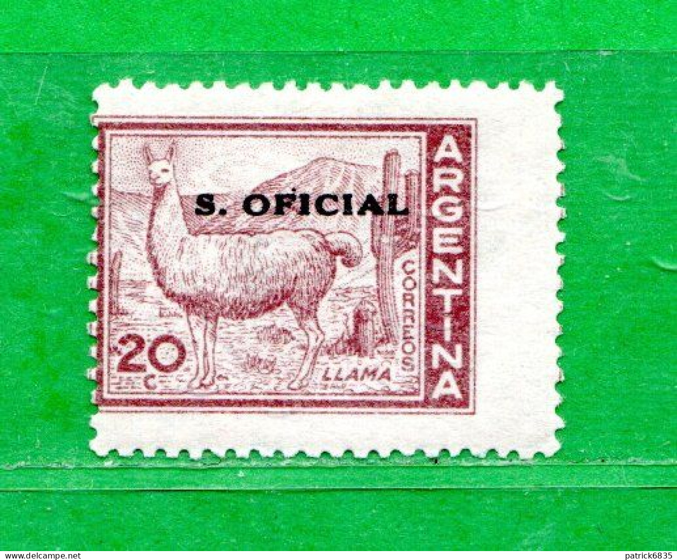 (Mn.1 ) Argentina - ** 1959- S.OFICIAL - LAMA, 20 C.  Yvert  381A. DENTELLATURA Spostata. MNH** - Oficiales