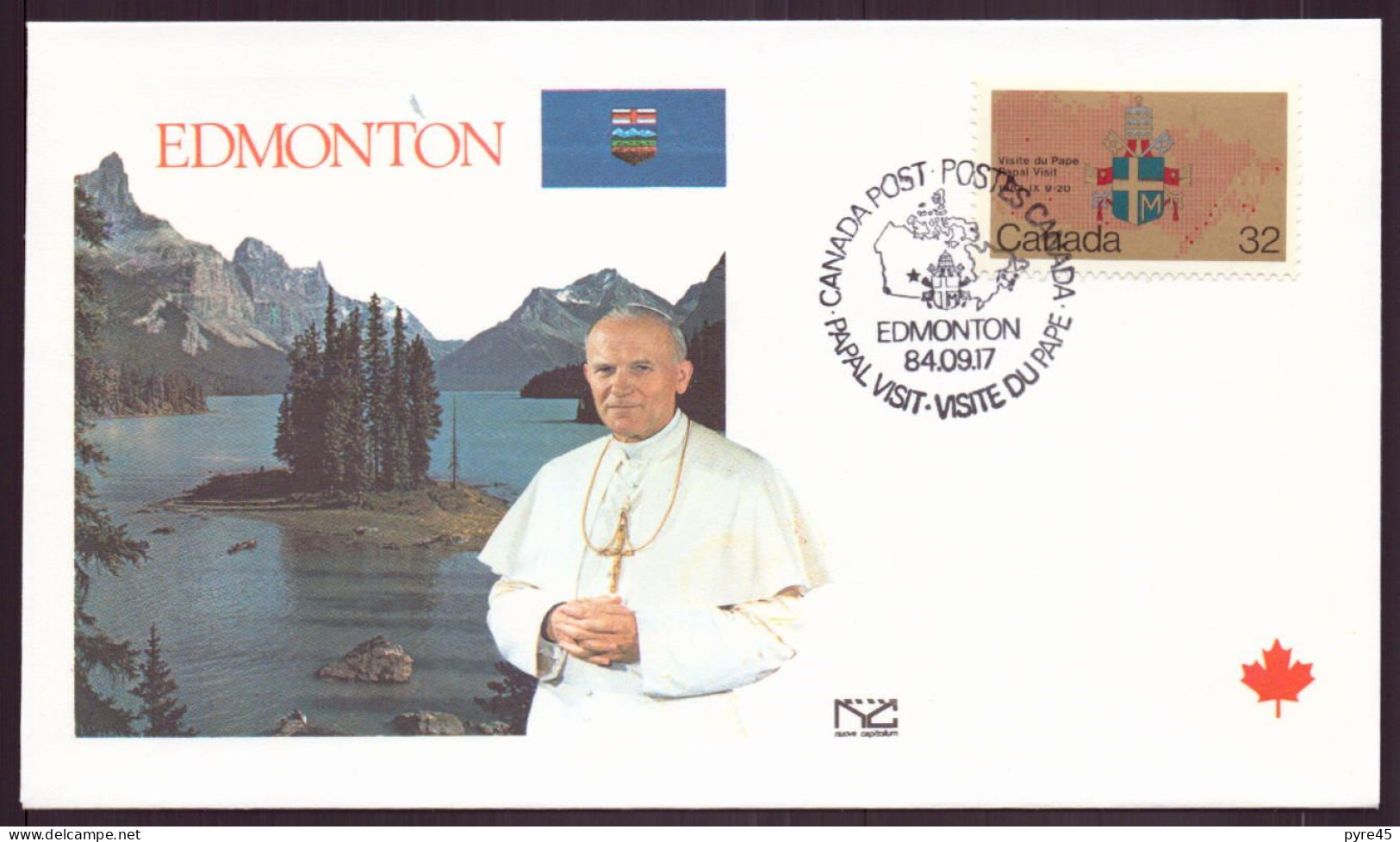 Canada, Enveloppe Avec Cachet Commémoratif " Visite Du Pape Jean-Paul II à Edmonton " 17 Septembre 1984 - HerdenkingsOmslagen