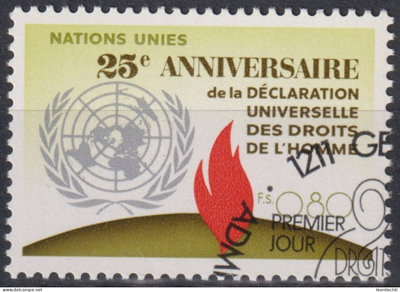 1973 UNO Genf ° Mi:NT-GE 36, Yt:NT-GE 36, Zum:NT-GE 36, Menschenrechte, Flamme Der Freiheit - Gebruikt