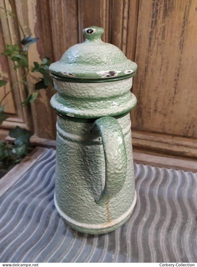 Ancienne Cafetière Émaillée Émail Vert Pâle - Sonstige & Ohne Zuordnung