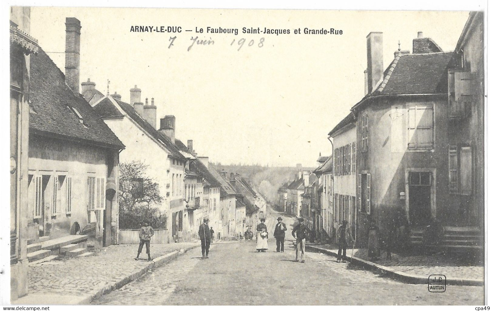 21    ARNAY - LE  DUC   LE   FAUBOURG   SAINT  JACQUES  ET  GRANDE  RUE - Arnay Le Duc