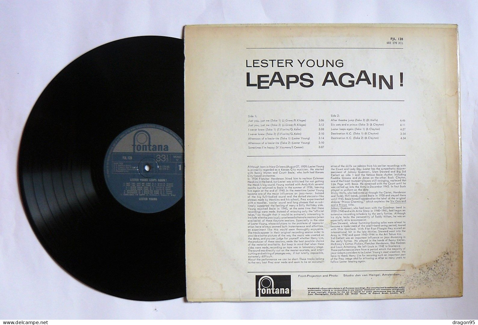 LP Lester YOUNG : Leaps Again ! - Fontana FJL 128 - U.K. - 1966 - Jazz