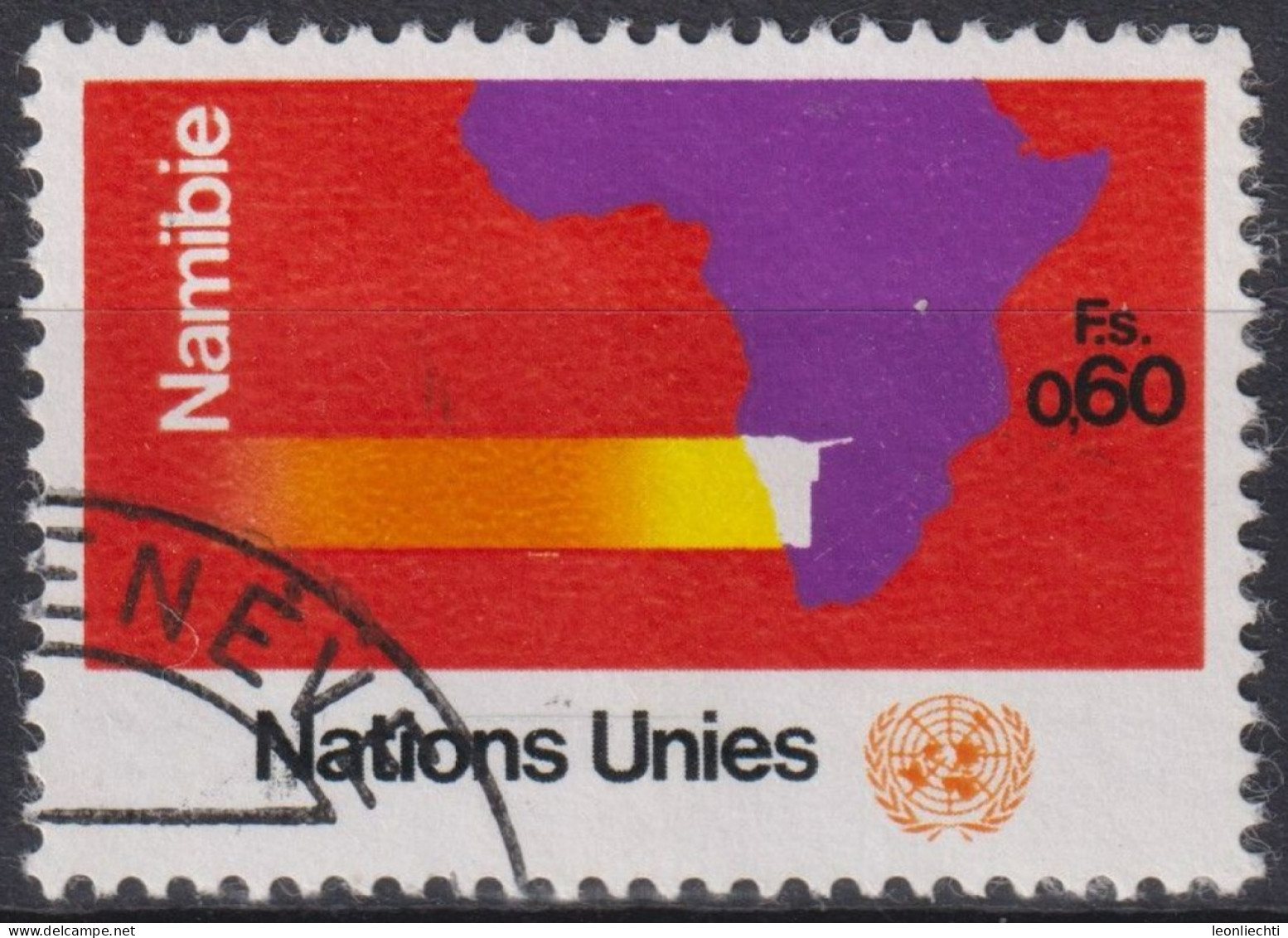 1973 UNO Genf ° Mi:NT-GE 34, Yt:NT-GE 34, Zum:NT-GE 34, Namibia, Landkarte Afrika Mit Namibia - Gebraucht