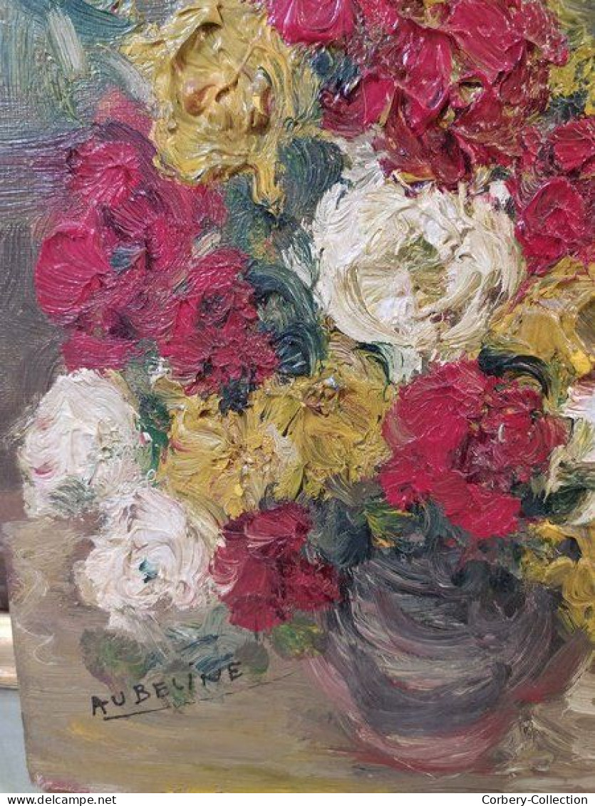 Tableau Bouquet de Fleurs Signé Aubeline