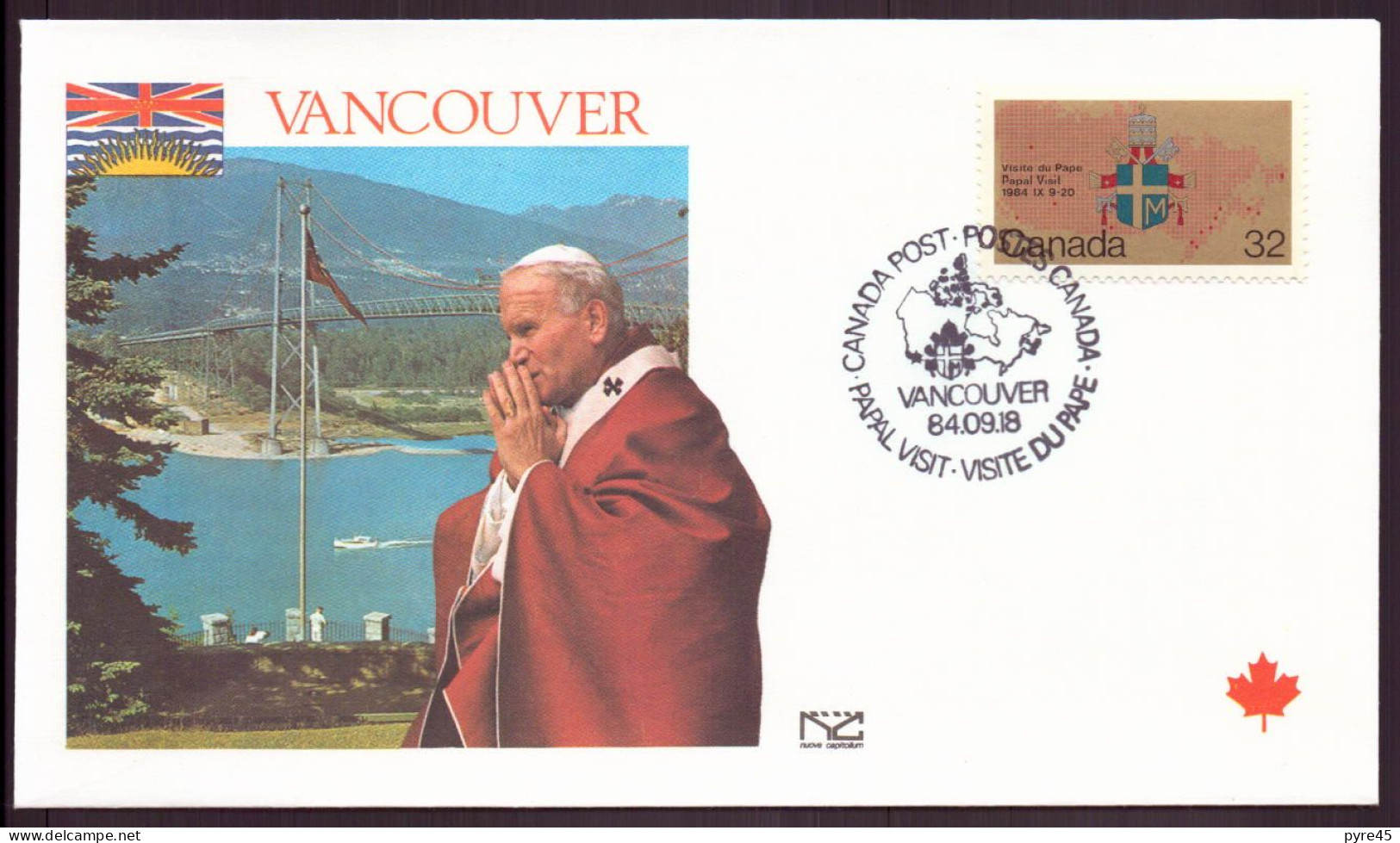 Canada, Enveloppe Avec Cachet Commémoratif " Visite Du Pape Jean-Paul II à Vancouver " 18 Septembre 1984 - HerdenkingsOmslagen