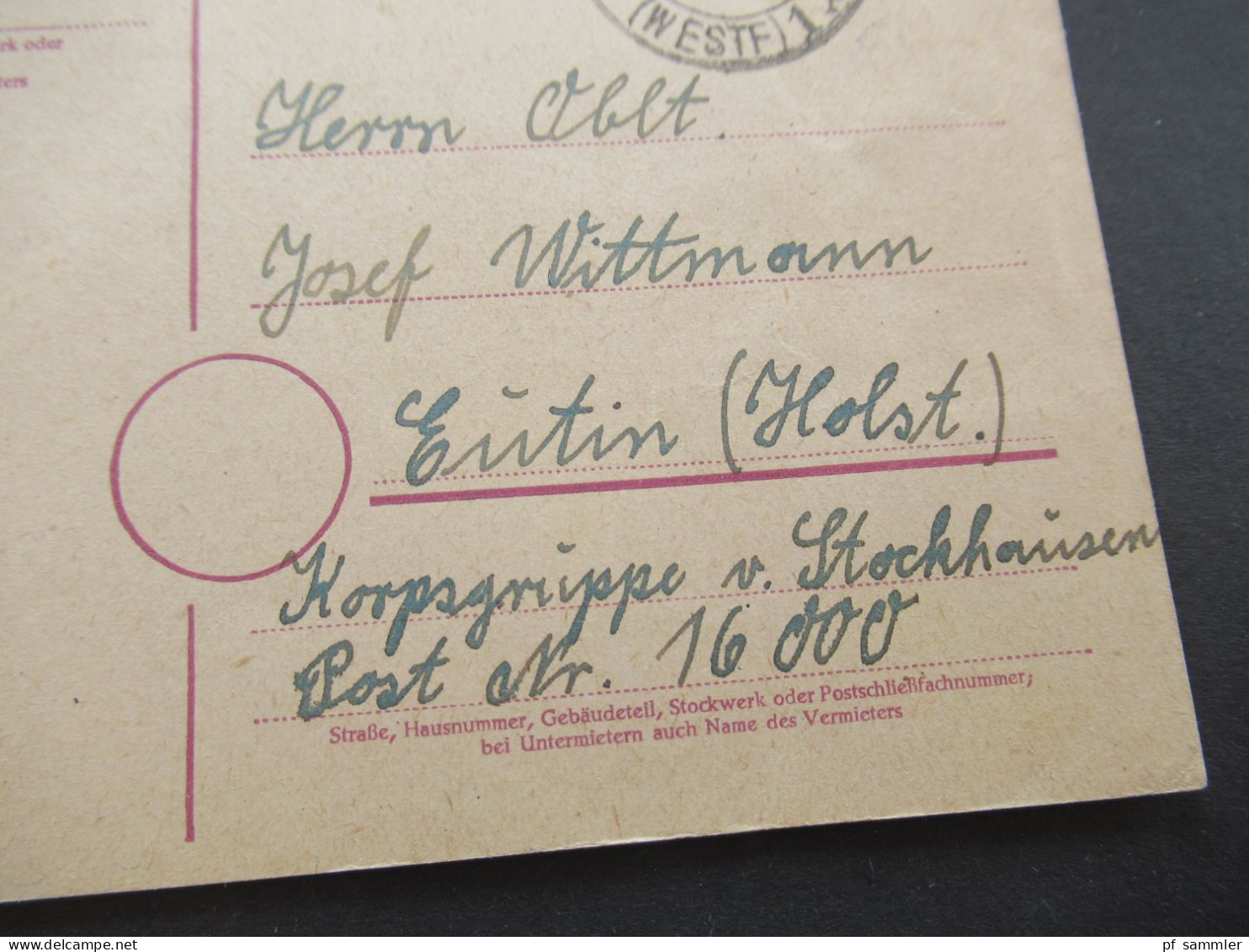 Bizone Am Post 19.9.1945 Nr.6 EF Fern PK Alte Hitler GA Mit Propaganda Zudruck überklebt / Geschwärzt Hamm Westf - Eutin - Covers & Documents