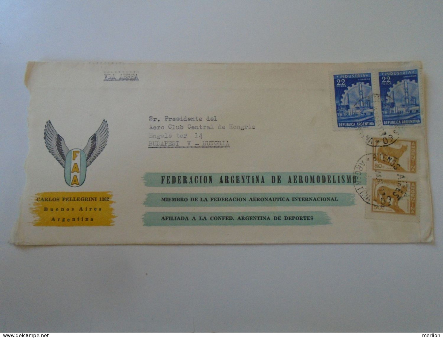 D198173  Argentina  Airmail  Cover 1961 -Buenos Aires -Federacion Argentina De Aeromodelismo - Sent To Hungary - Briefe U. Dokumente