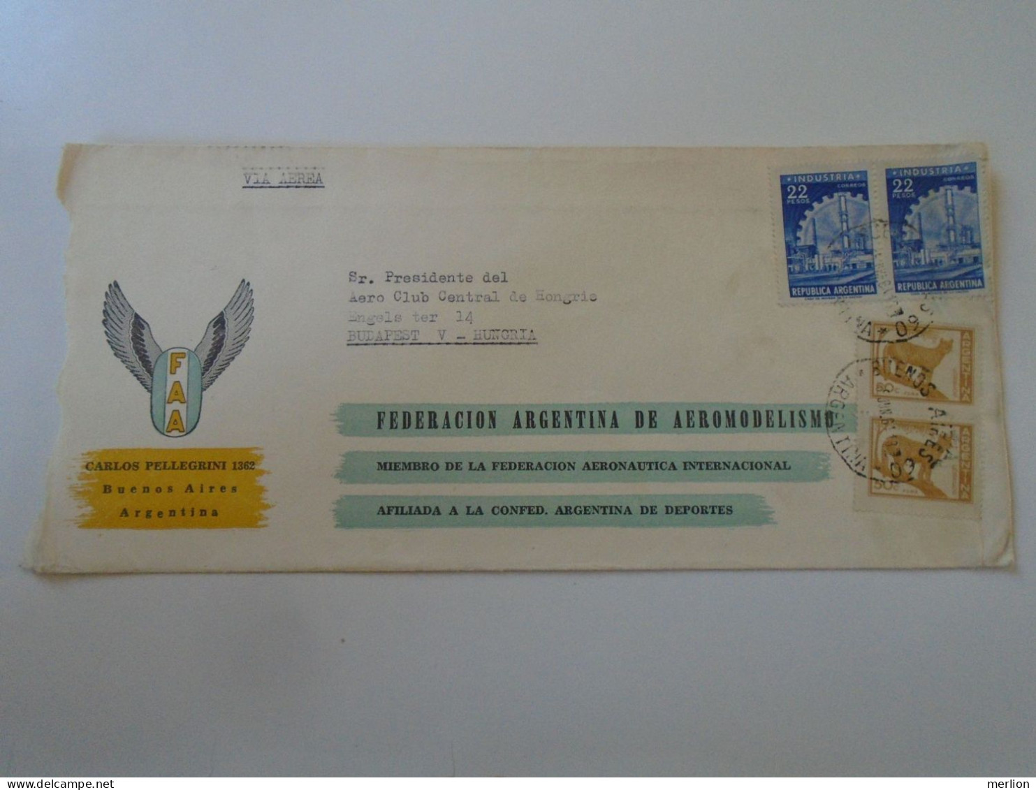 D198173  Argentina  Airmail  Cover 1961 -Buenos Aires -Federacion Argentina De Aeromodelismo - Sent To Hungary - Storia Postale