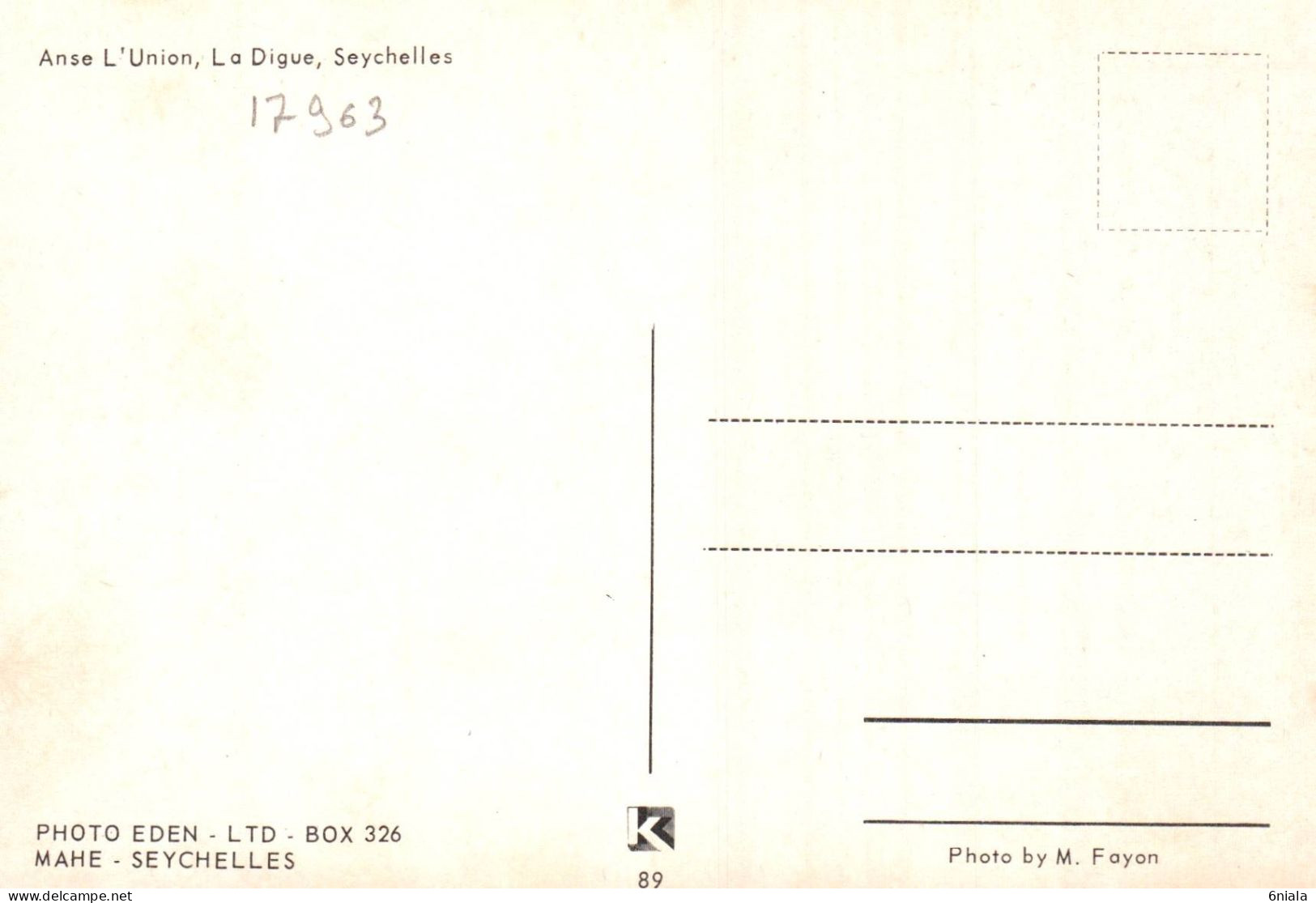 17963 ANSE L UNION  LA DIGUE     Seychelles   (2 Scans) - Seychelles