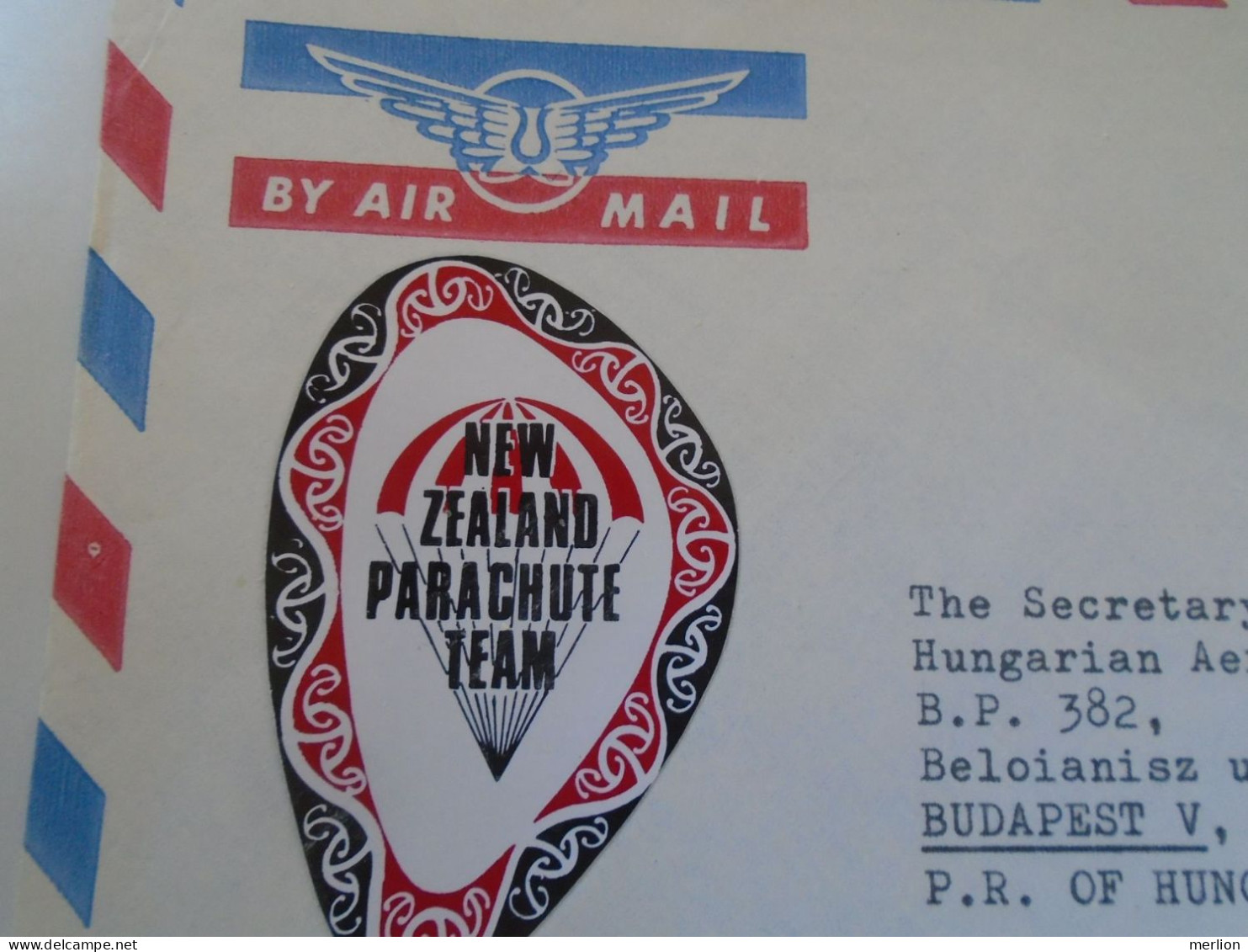 D198176   New Zealand  Airmail  Cover 1974  New Zealand Parachute Team - Palmerston North  - Sent To Hungary - Covers & Documents