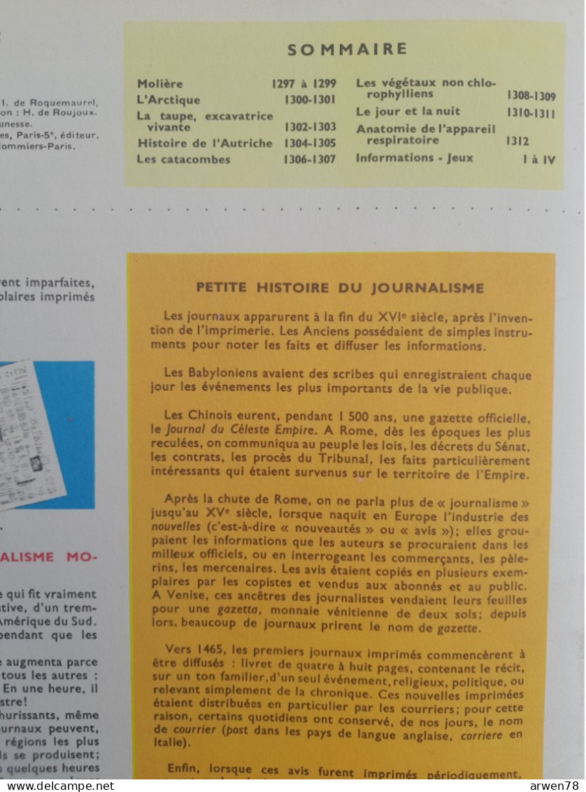 TOUT L'UNIVERS N°82 MOLIERE L' ARCTIQUE LA TAUPE L'AUTRICHE LES CATACOMBES - Encyclopedieën