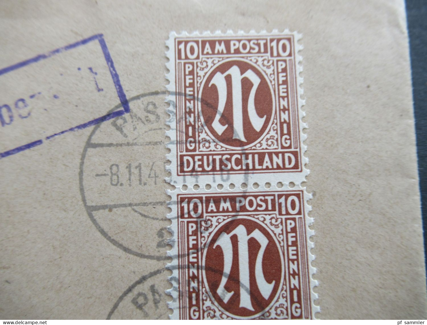 Bizone Am Post 8.11.1945 Nr.6 (3) MeF Mit Stempel Ra1 Gebühr Bezahlt Einschreiben Passau 2 - München / Brauerei Peschl - Covers & Documents