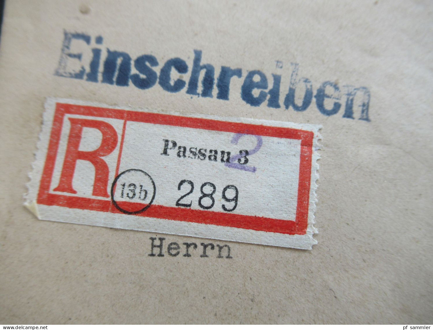 Bizone Am Post 8.11.1945 Nr.6 (3) MeF Mit Stempel Ra1 Gebühr Bezahlt Einschreiben Passau 2 - München / Brauerei Peschl - Storia Postale