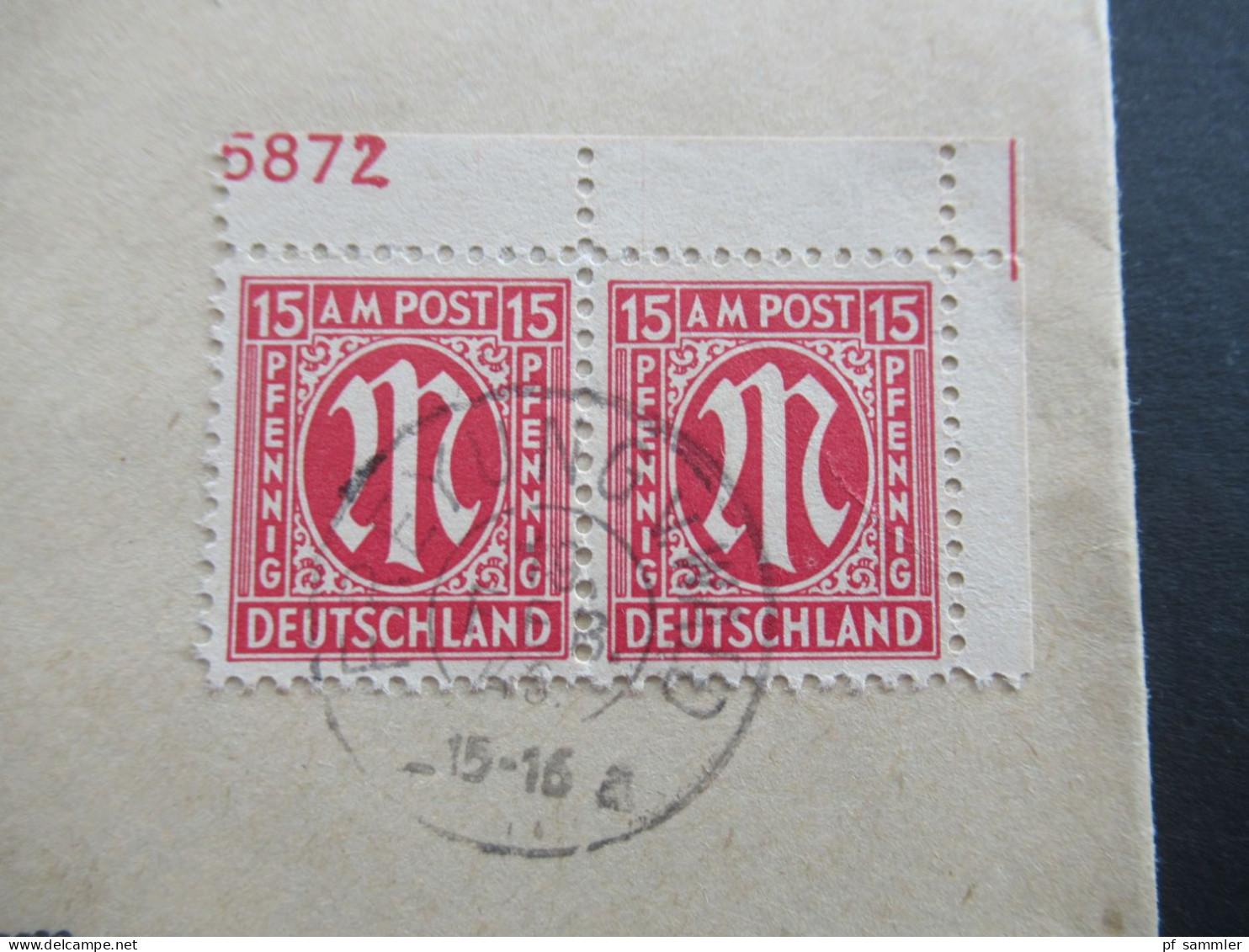 Bizone Am Post 19.2.1945 MiF Nr.8 Mit Teil Plattenr. Einschreiben Fernbrief Freyung (v Wald) Nach Lutherstadt Wittenberg - Storia Postale