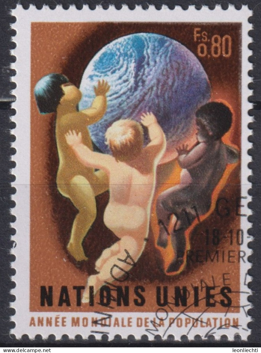 1974 UNO Genf ° Mi:NT-GE 44, Yt:NT-GE 44, Zum:NT-GE 44, Drei Kinder Und Die Erdkugel, Weltbevölkerungsjahr - Used Stamps