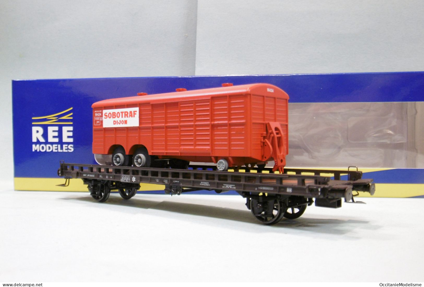 REE - WAGON UFR Biporteur SOBOTRAF SNCF Ep. III Réf. WB-617 Neuf NBO HO 1/87 - Goods Waggons (wagons)