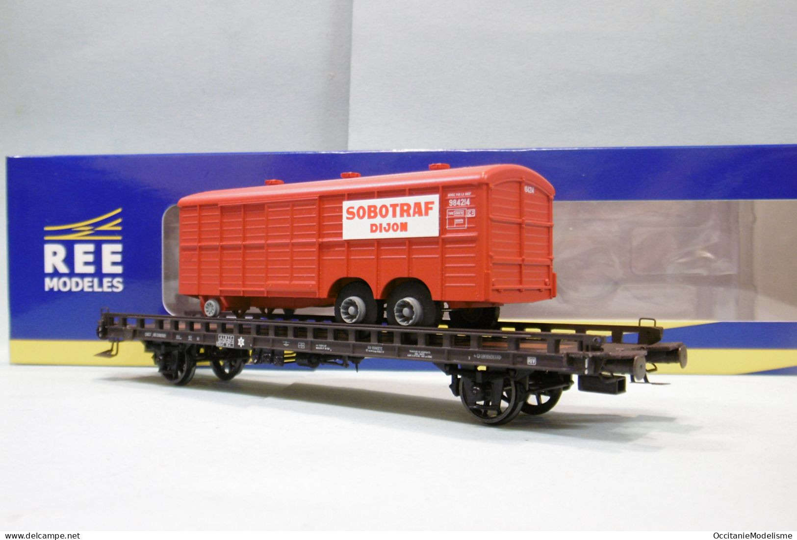 REE - WAGON UFR Biporteur SOBOTRAF SNCF Ep. III Réf. WB-617 Neuf NBO HO 1/87 - Wagons Marchandises