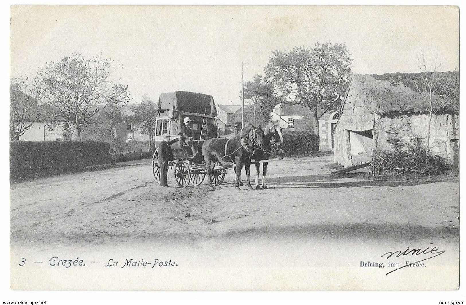 EREZÉE --  La Malle- Poste ( TRÈS RARE ) 2 SCANS ( Malle-Poste  En Grand ) - Erezée