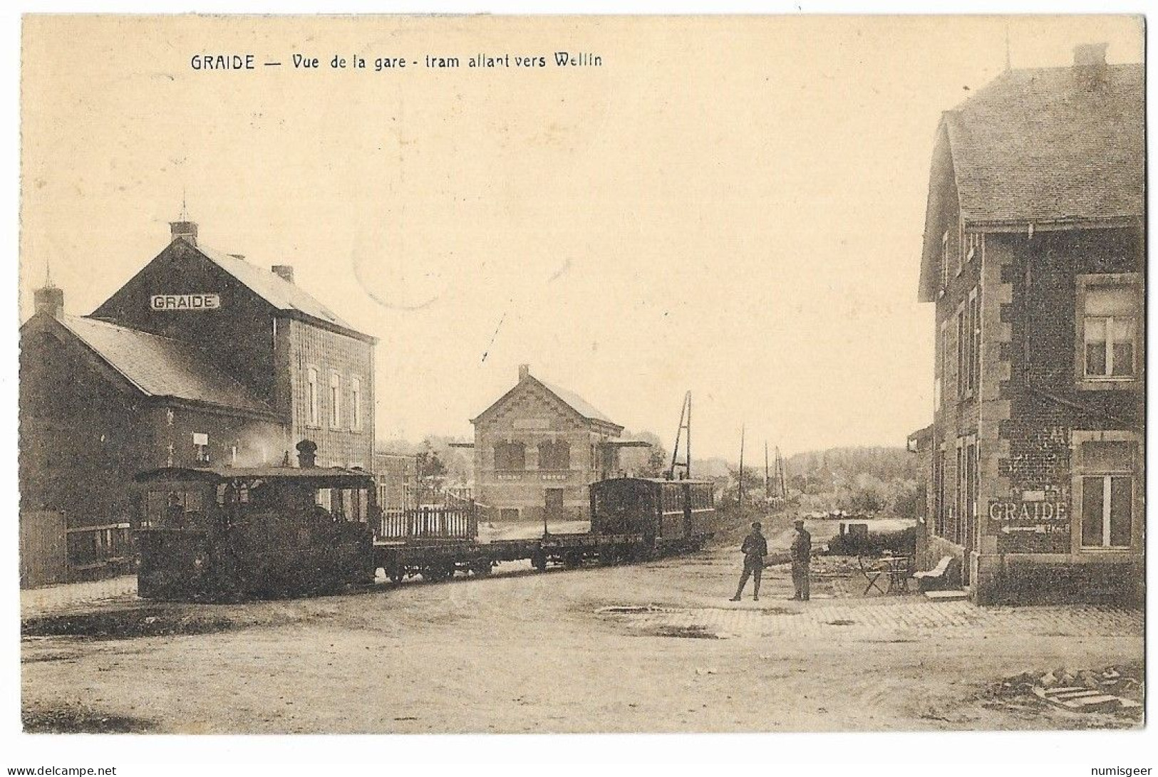 GRAIDE  --  Vue De La Gare - Tram Allant Vers Wellin ( TRÈS RARE ) 2 SCANS  - Bievre