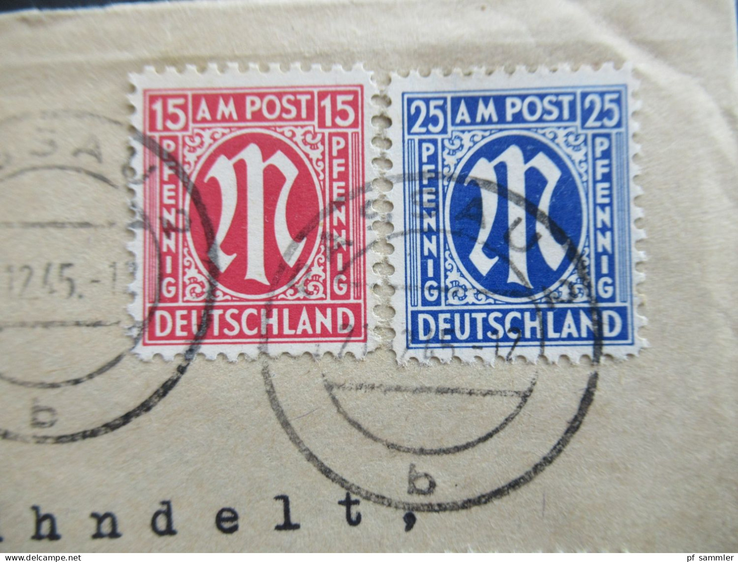 Am Post 21.12.1945 MiF Am. Druck / Deutscher Druck Nr.16 Unterrand Einschreiben Not R-Zettel Passau 2 - Osnabrück - Lettres & Documents