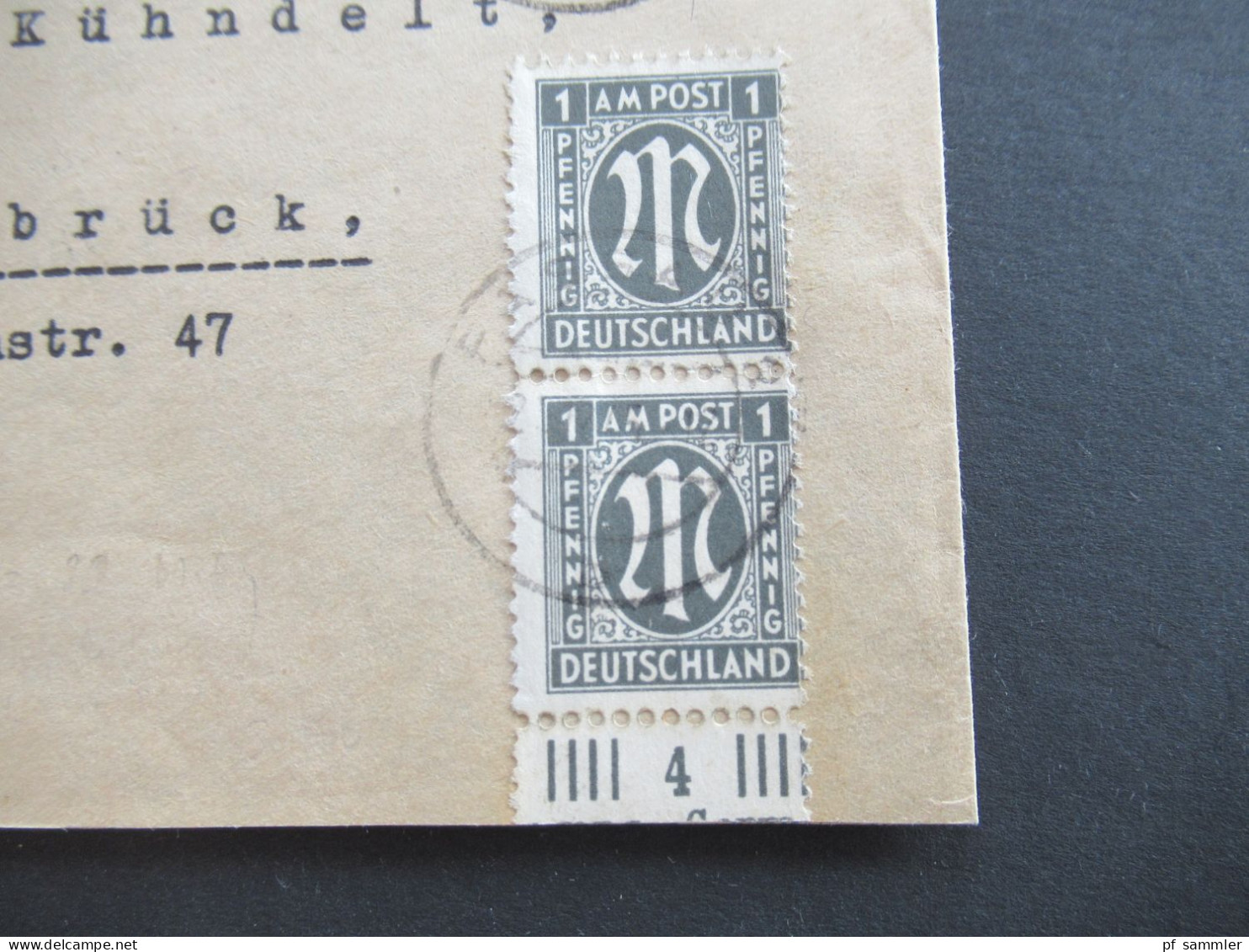 Am Post 21.12.1945 MiF Am. Druck / Deutscher Druck Nr.16 Unterrand Einschreiben Not R-Zettel Passau 2 - Osnabrück - Covers & Documents