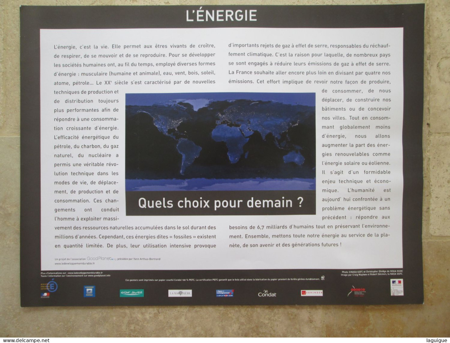 AFFICHE POSTER SCOLAIRE PHOTO YANN ARTHUS-BERTRAND 58 X 78 Cm L'énergie - Art Contemporain