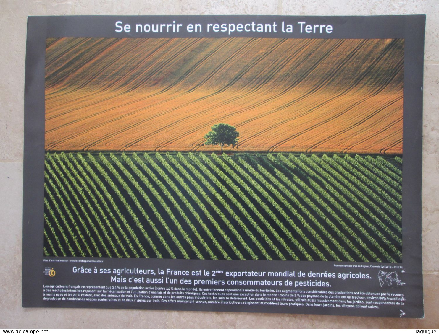 AFFICHE POSTER SCOLAIRE PHOTO YANN ARTHUS-BERTRAND 58 X 78 Cm Se Nourrir En Respectant La Terre - Zeitgenössische Kunst