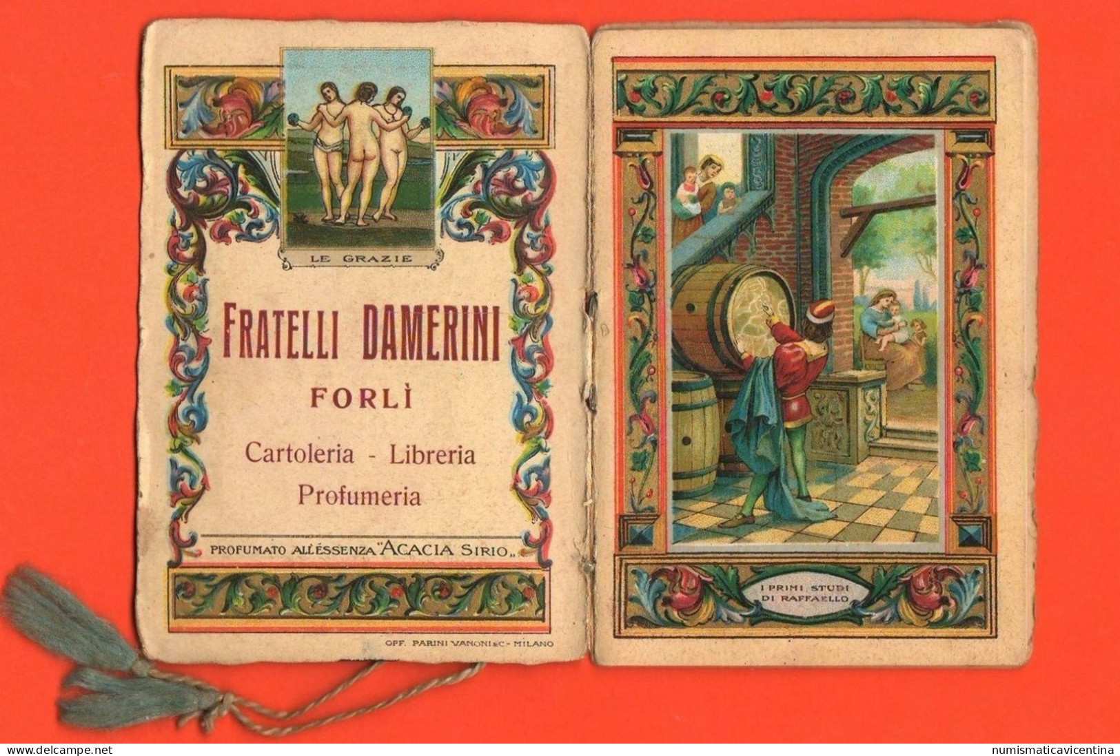 Forlì 1916 Calendario Calendarietto Profumi Saponi Essenze Sirio Milano & F.lli Damerin Raffaello Sanzio Calendar - Formato Piccolo : 1901-20