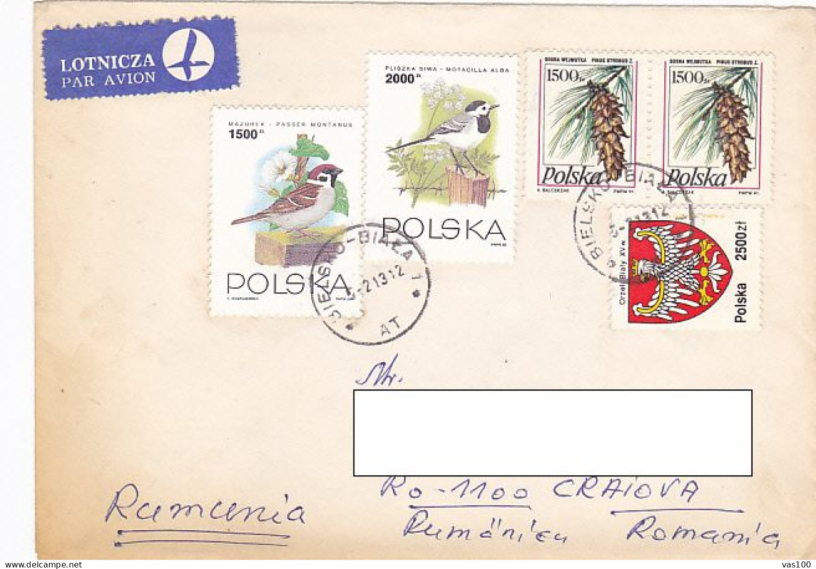 BIRDS, TREES, COT OF ARMS, STAMPS ON COVER, 2013, POLAND - Brieven En Documenten