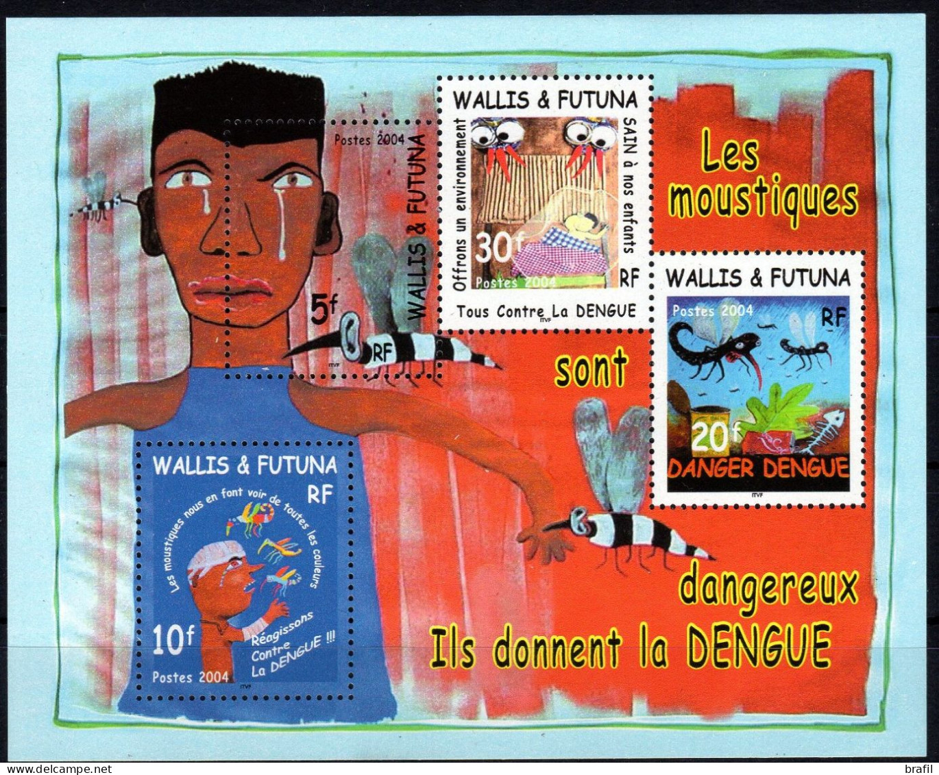 2004 Wallis E Futuna, Lotta Alla Droga, Foglietto Serie Completa Nuova (**) - Blocks & Kleinbögen