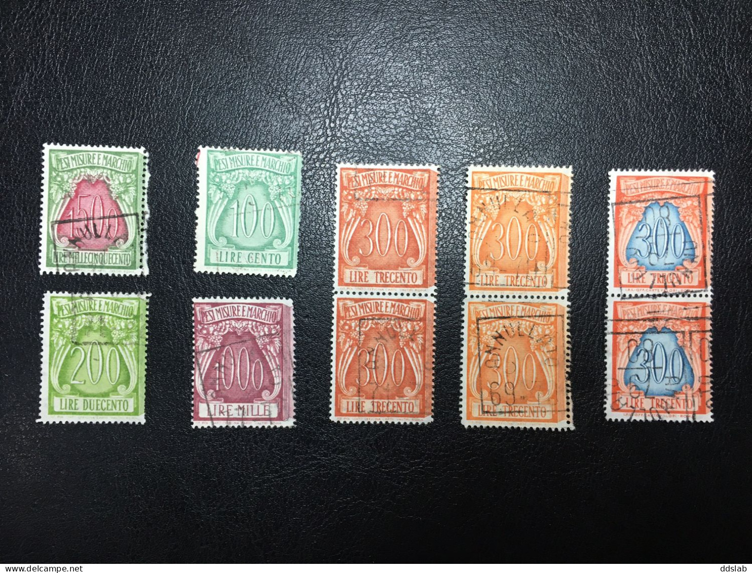 Lotto 10 Marche Da Bollo Pesi Misure E Marchio - 7 Valori Diversi E 3 Coppie Verticali - Alto Valore Di Catalogo - Revenue Stamps