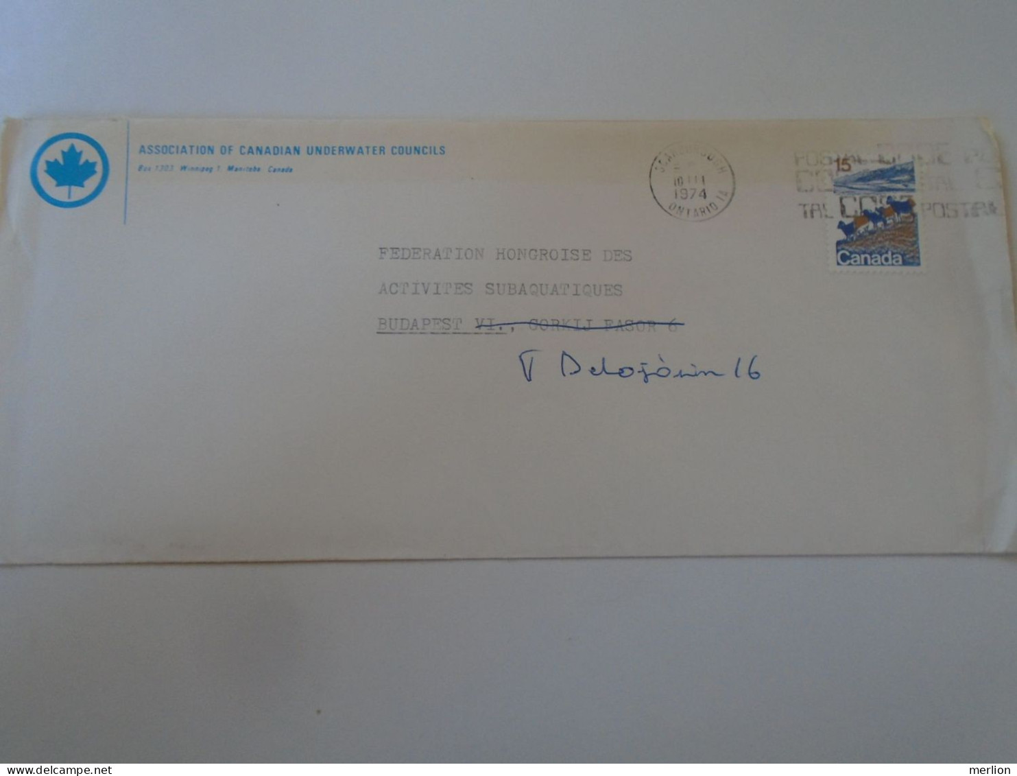 D198187  Canada  Airmail Cover 1974  Scarborough  Ontario - Underwater Councils   - Sent To Hungary - Cartas & Documentos