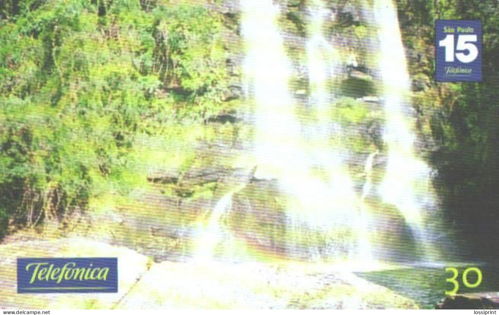 Brazil:Brasil:Used Phonecard, Telefonica, 30 Units, Garcia II Waterfall, 2001 - Landschaften
