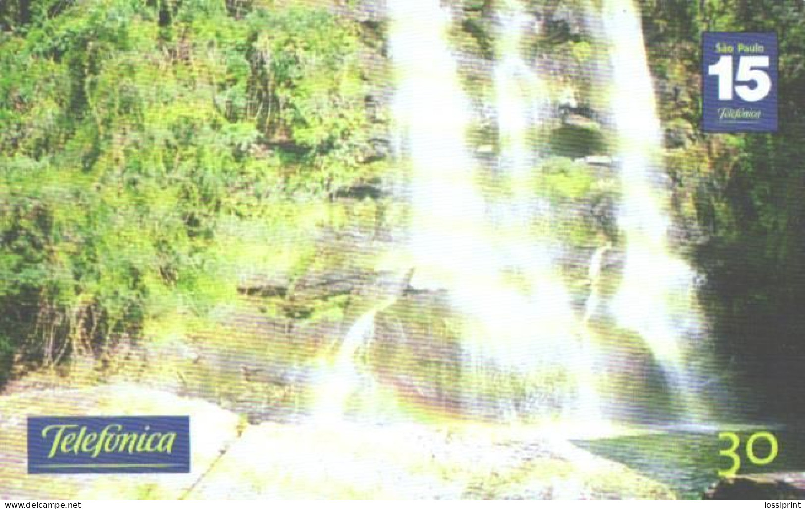 Brazil:Brasil:Used Phonecard, Telefonica, 30 Units, Garcia II Waterfall, 2001 - Paisajes