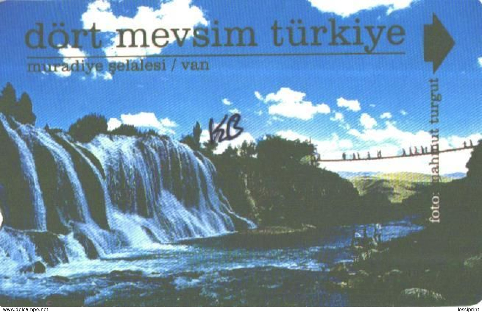 Turkey:Used Phonecard, Türk Telekom, 30 Units, Waterfalls, Bridge, Darker, 2001 - Landscapes