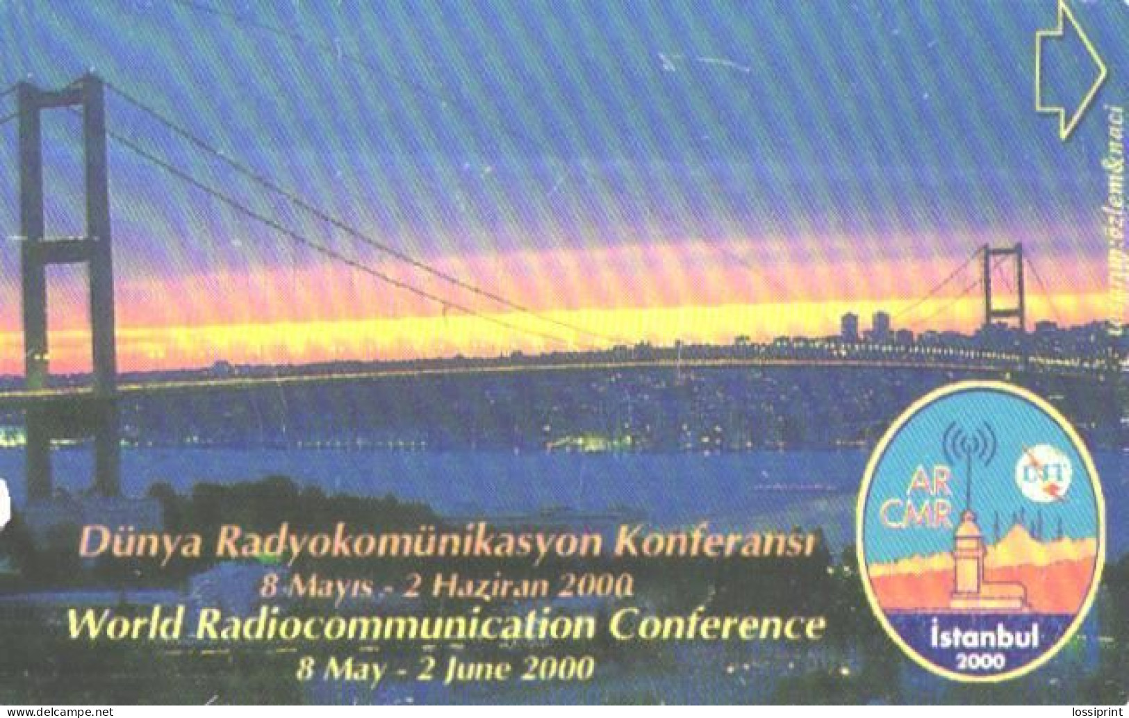 Turkey:Used Phonecard, Türk Telekom, 30 Units, Bridge, World Radiocommunication Conference, 2000 - Landscapes