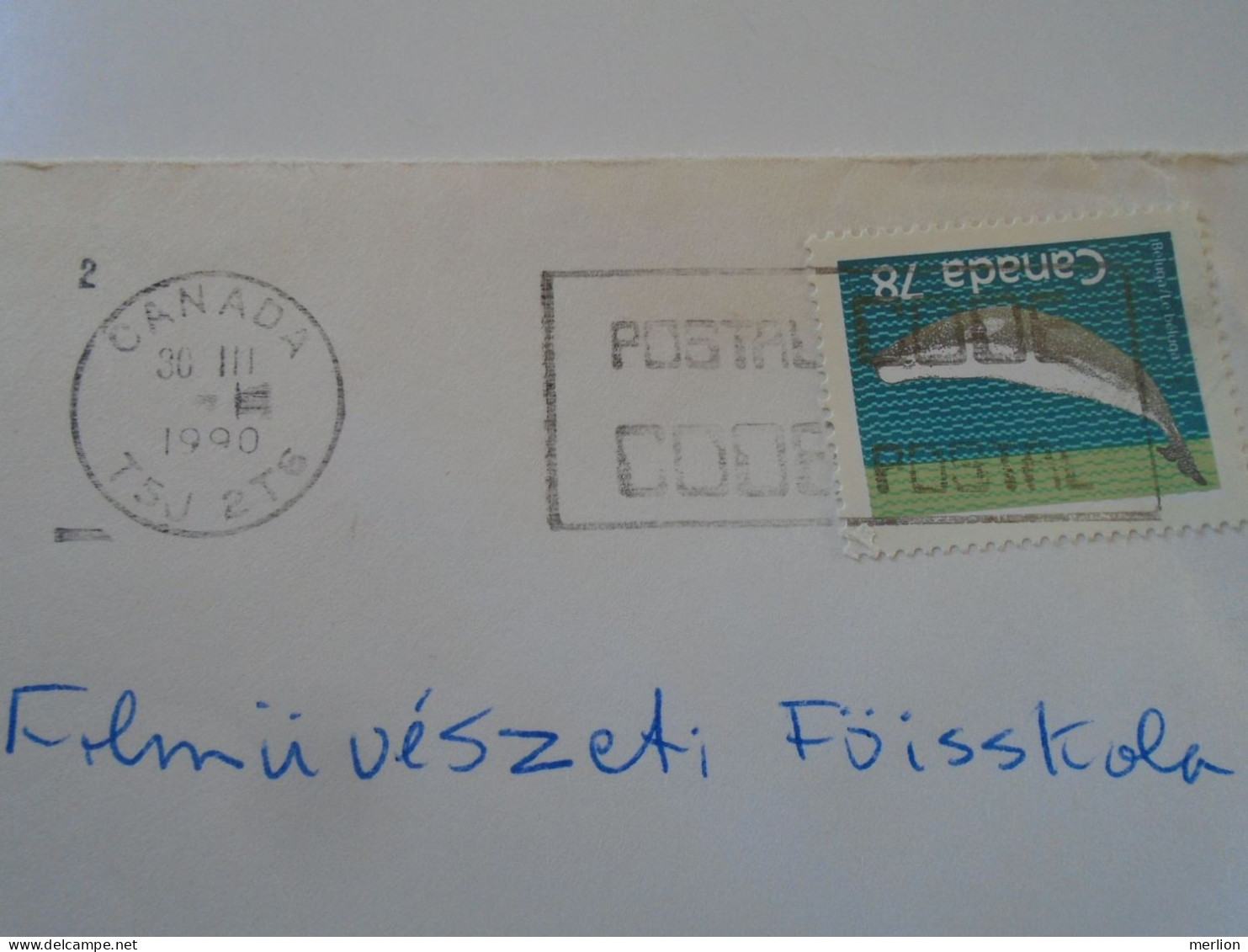 D198191  Canada  Cover  1990  -stamp Whale     Sent To Hungary - Lettres & Documents