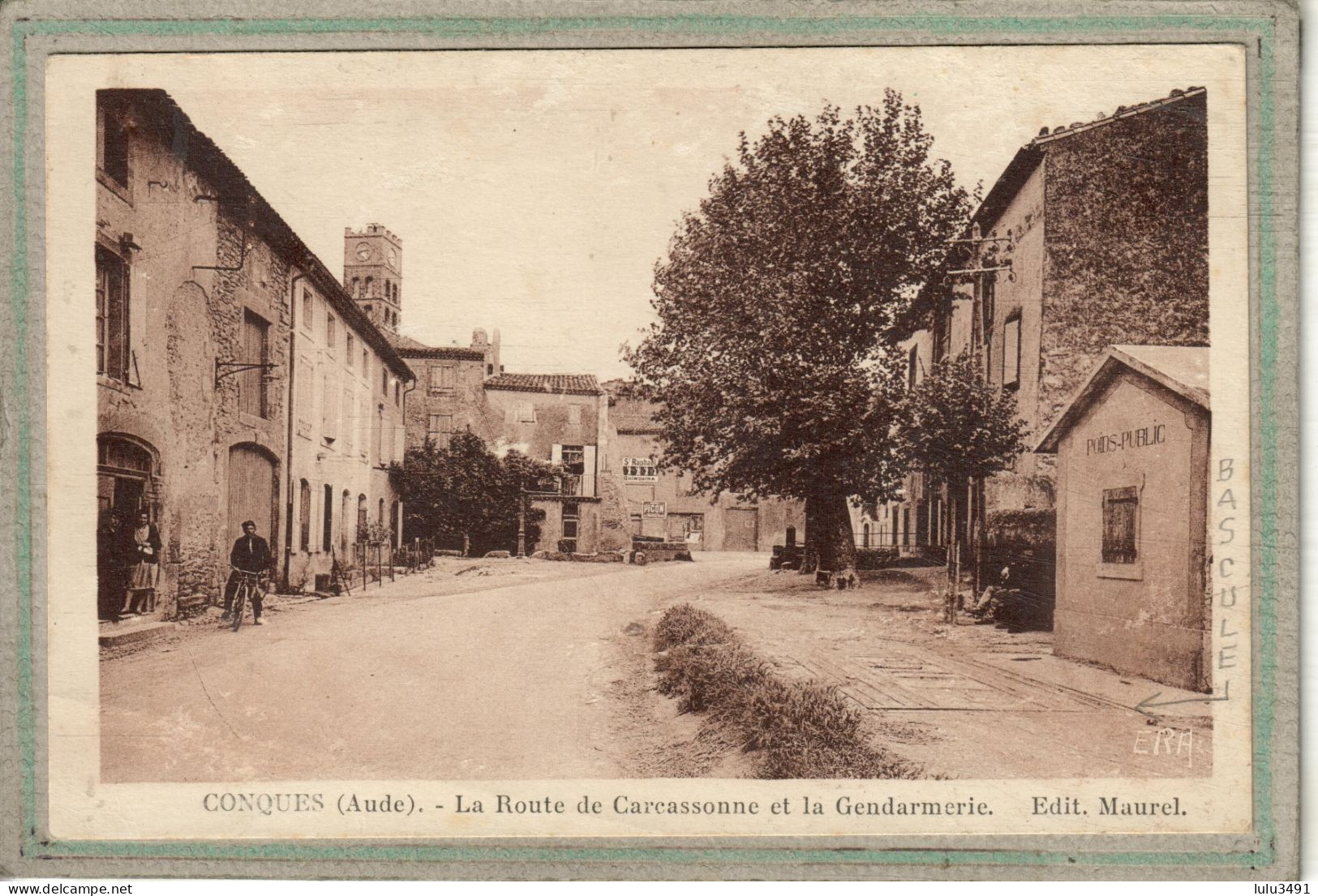 CPA (11) CONQUES - Aspect De La Gendarmerie, De La Bascule (Poids Public) Et De La Route De Carcassonne - 1930 - Conques Sur Orbiel