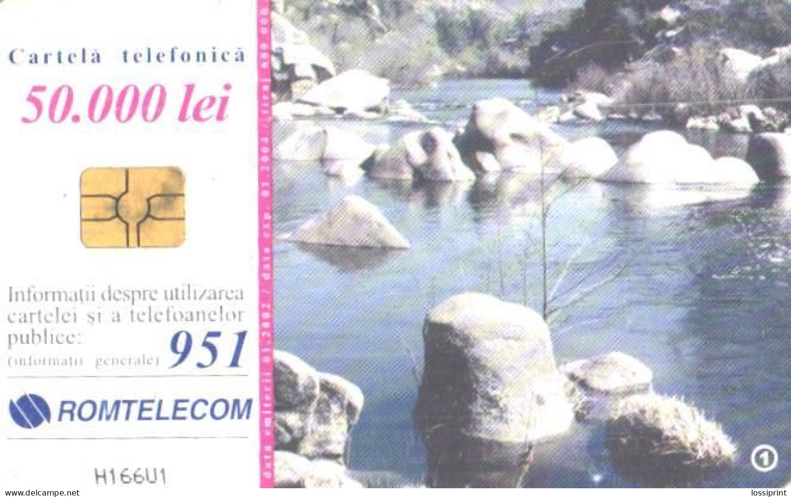 Romania:Used Phonecard, Romtelecom, 50000 Lei, Rapids, 2002 - Paysages